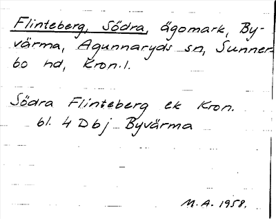 Bild på arkivkortet för arkivposten Flinteberg, Södra