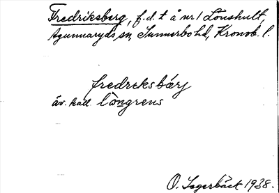 Bild på arkivkortet för arkivposten Fredriksberg
