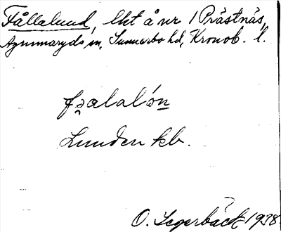 Bild på arkivkortet för arkivposten Fållalund