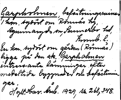 Bild på arkivkortet för arkivposten Garpholmen