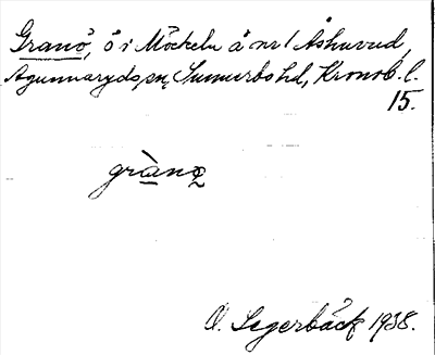 Bild på arkivkortet för arkivposten Granö