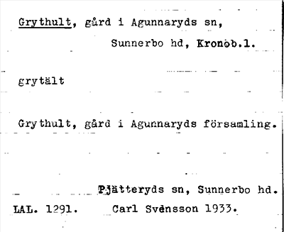 Bild på arkivkortet för arkivposten Grythult