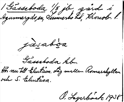 Bild på arkivkortet för arkivposten Gässeboda