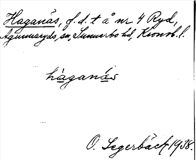 Bild på arkivkortet för arkivposten Haganäs