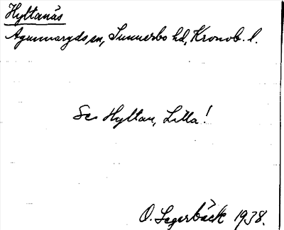 Bild på arkivkortet för arkivposten Hyltanäs