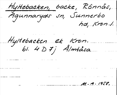 Bild på arkivkortet för arkivposten Hyttebacken