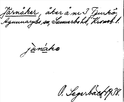 Bild på arkivkortet för arkivposten Järnåker