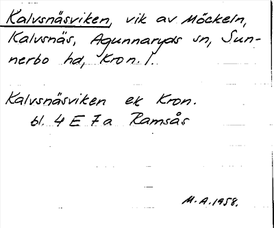 Bild på arkivkortet för arkivposten Kalvsnäsviken