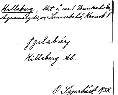 Bild på arkivkortet för arkivposten Killeberg