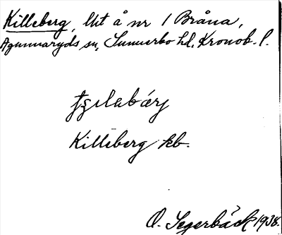 Bild på arkivkortet för arkivposten Killeberg