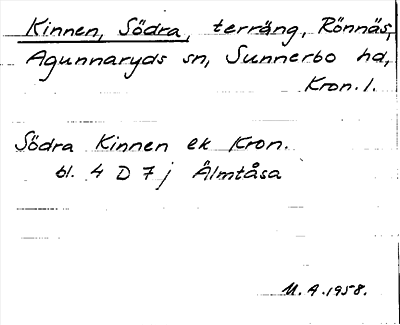 Bild på arkivkortet för arkivposten Kinnen, Södra