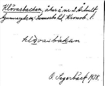 Bild på arkivkortet för arkivposten Klövasbacken