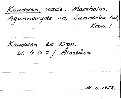 Bild på arkivkortet för arkivposten Koudden