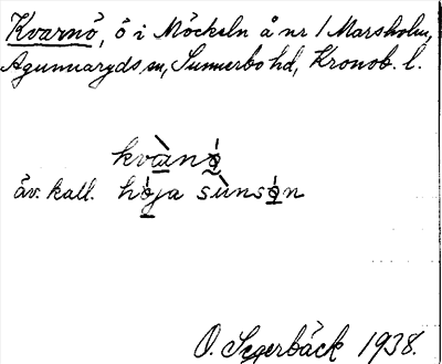Bild på arkivkortet för arkivposten Kvarnö