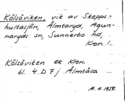 Bild på arkivkortet för arkivposten Kölsöviken