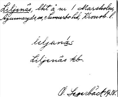 Bild på arkivkortet för arkivposten Liljenäs