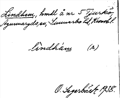 Bild på arkivkortet för arkivposten Lindhem