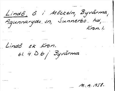 Bild på arkivkortet för arkivposten Lindö