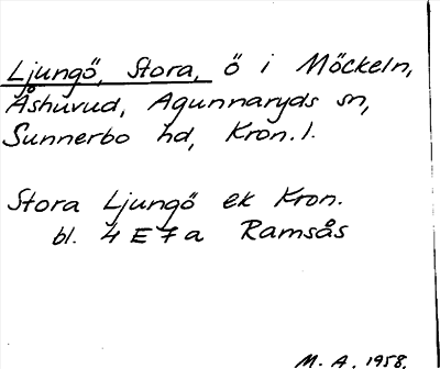 Bild på arkivkortet för arkivposten Ljungö, Stora