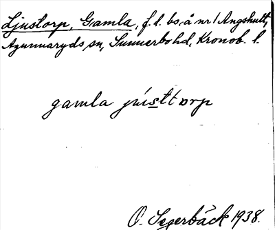 Bild på arkivkortet för arkivposten Ljustorp, Gamla