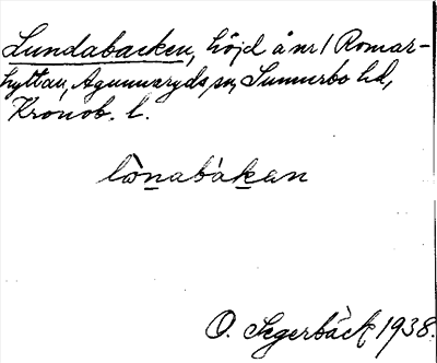 Bild på arkivkortet för arkivposten Lundabacken
