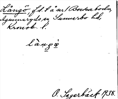 Bild på arkivkortet för arkivposten Långö