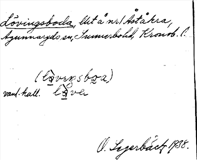 Bild på arkivkortet för arkivposten Lövingsboda