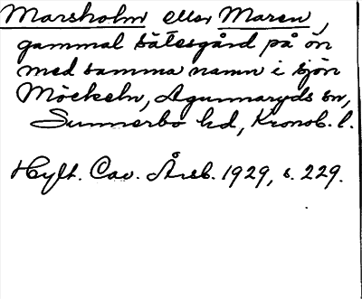 Bild på arkivkortet för arkivposten Marsholm eller Maren