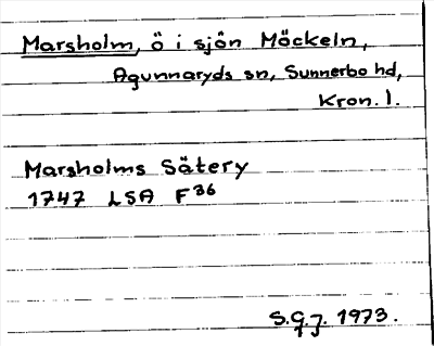 Bild på arkivkortet för arkivposten Marsholm