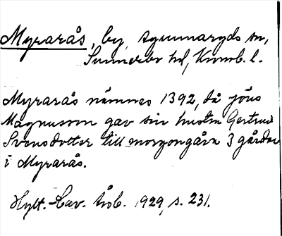 Bild på arkivkortet för arkivposten Myrarås