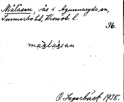 Bild på arkivkortet för arkivposten Målåsen