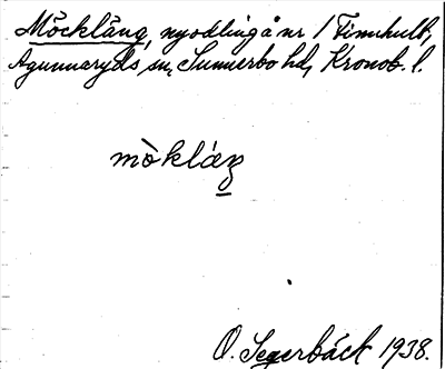 Bild på arkivkortet för arkivposten Möckläng