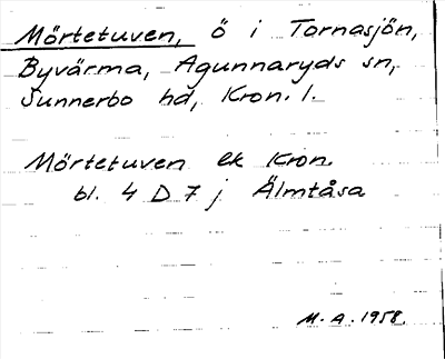 Bild på arkivkortet för arkivposten Mörtetuven