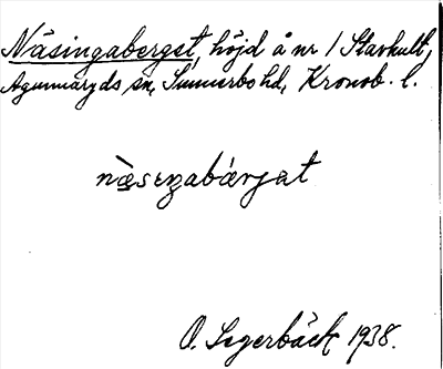 Bild på arkivkortet för arkivposten Näsingaberget