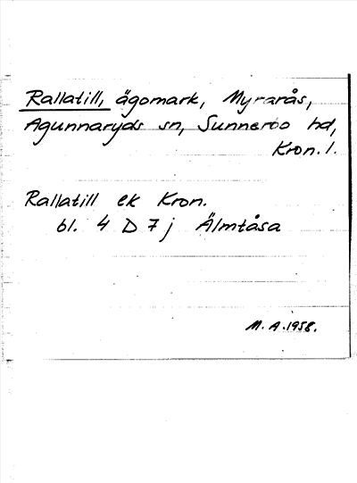 Bild på arkivkortet för arkivposten Rallatill