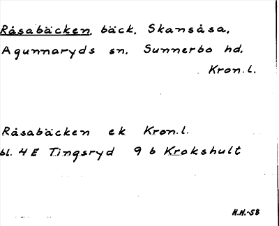 Bild på arkivkortet för arkivposten Råsabäcken