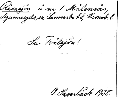 Bild på arkivkortet för arkivposten Råsasjön