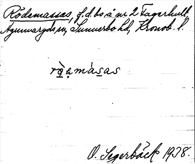 Bild på arkivkortet för arkivposten Rödemassas