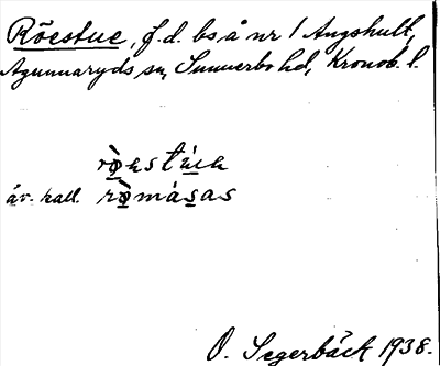 Bild på arkivkortet för arkivposten Röestue