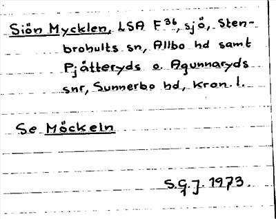 Bild på arkivkortet för arkivposten Siön Myckeln