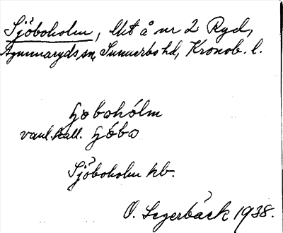 Bild på arkivkortet för arkivposten Sjöboholm