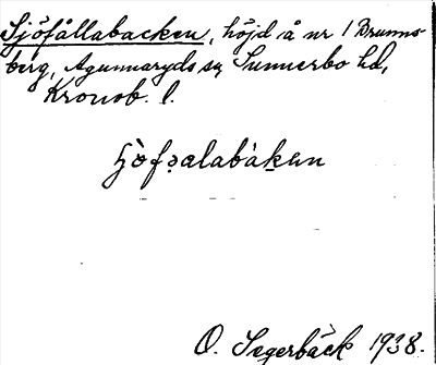 Bild på arkivkortet för arkivposten Sjöfållabacken