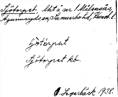 Bild på arkivkortet för arkivposten Sjötorpet
