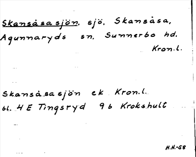 Bild på arkivkortet för arkivposten Skansåsasjön