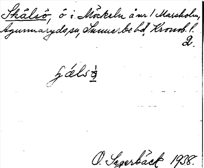 Bild på arkivkortet för arkivposten Skälsö