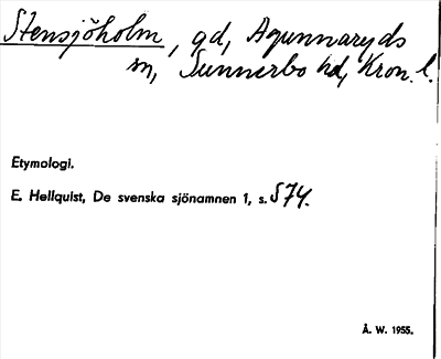 Bild på arkivkortet för arkivposten Stensjöholm