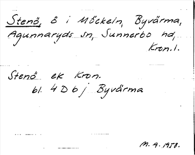 Bild på arkivkortet för arkivposten Stenö