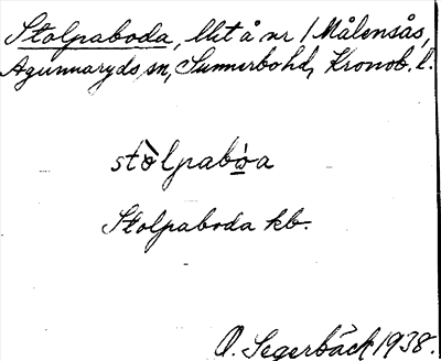 Bild på arkivkortet för arkivposten Stolpaboda