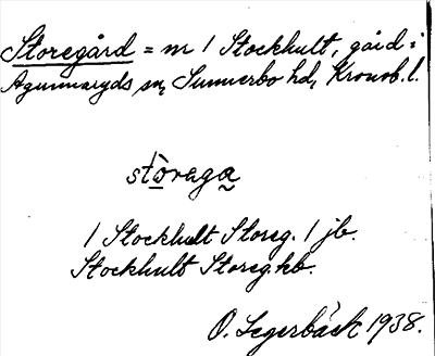 Bild på arkivkortet för arkivposten Storegård