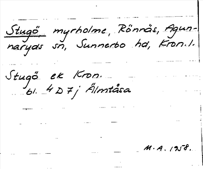 Bild på arkivkortet för arkivposten Stugö
